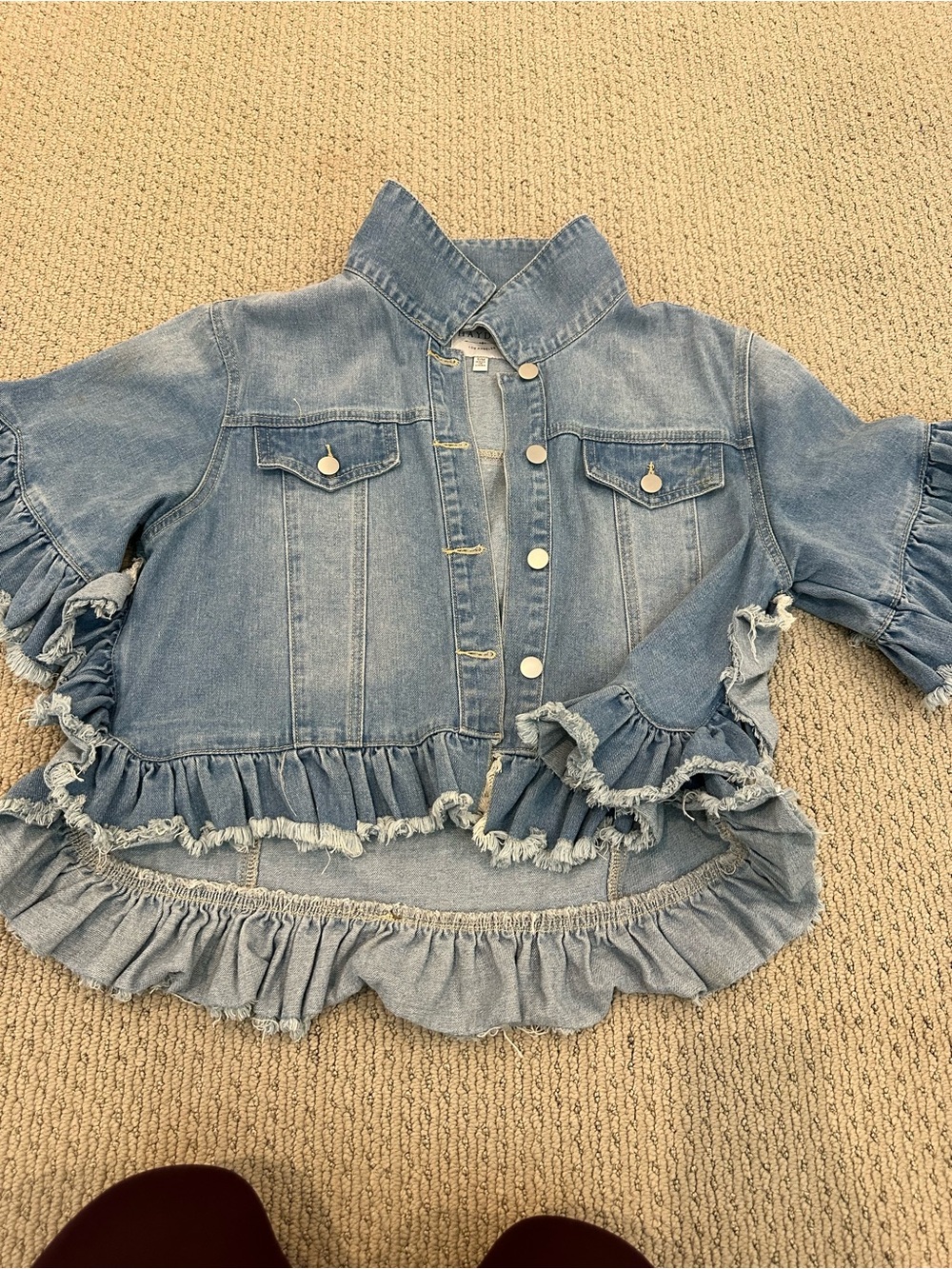 Hayden Light Blue Ruffle Denim Jacket - Kids Jean Jacket